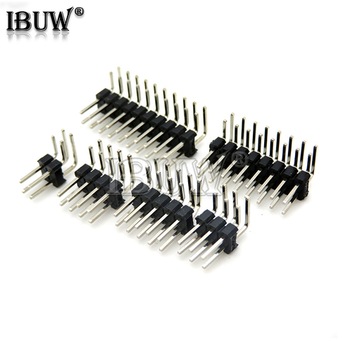 R/A 2,54mm doble fila ángulo recto macho Breakaway PCB Board conector de pines Pinheader 2*3/4/10/12/15/40Pin para Arduino ► Foto 1/2