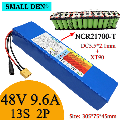 Batería de litio para bicicleta eléctrica, pila de alta potencia de 48V, 9.6Ah, 21700T, 13S2P, 800W, 54,6 V, 10000mAh, BMS, XT90 ► Foto 1/6