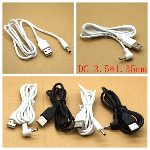 DC enchufe adaptador de corriente USB convertir a 3.5X1 35mm 3,5*1,35mm negro forma Jack ángulo recto con conector de Cable 1m blanco ► Foto 1/5