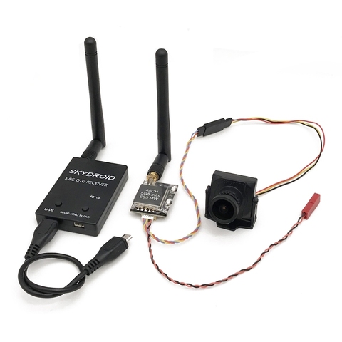 Fácil de usar 5,8G FPV UVC receptor de vídeo enlace descendente OTG Android Teléfono + 600mw 40CH transmisor + CCD 600TVL FPV cámara para Dron o coche de control remoto ► Foto 1/6