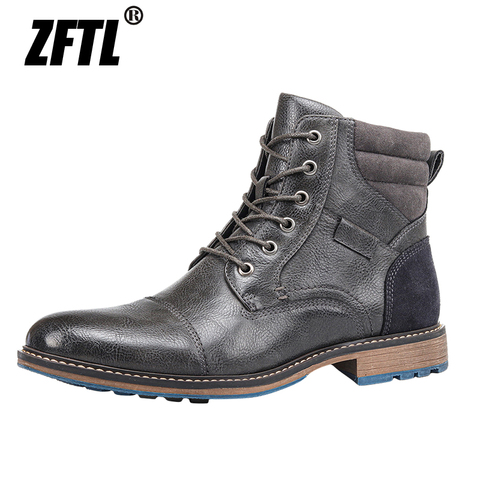 ZFTL-Botas tipo Martins para hombre, calzado informal de talla grande, para el desierto, exteriores, con cordones, novedad ► Foto 1/6