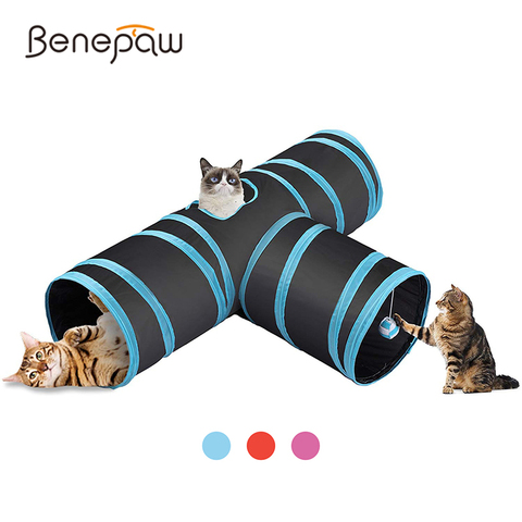 Benepaw-túnel de 3 vías plegable para gatos, resistente a la rotura, juguetes interactivos para gatos, fácil de almacenar ► Foto 1/6