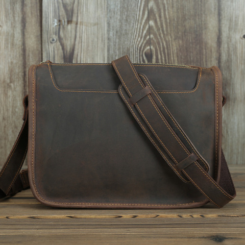 MAHEU-bandolera de cuero Vintage Crazy Horse para hombre, bolso de hombro informal ► Foto 1/6