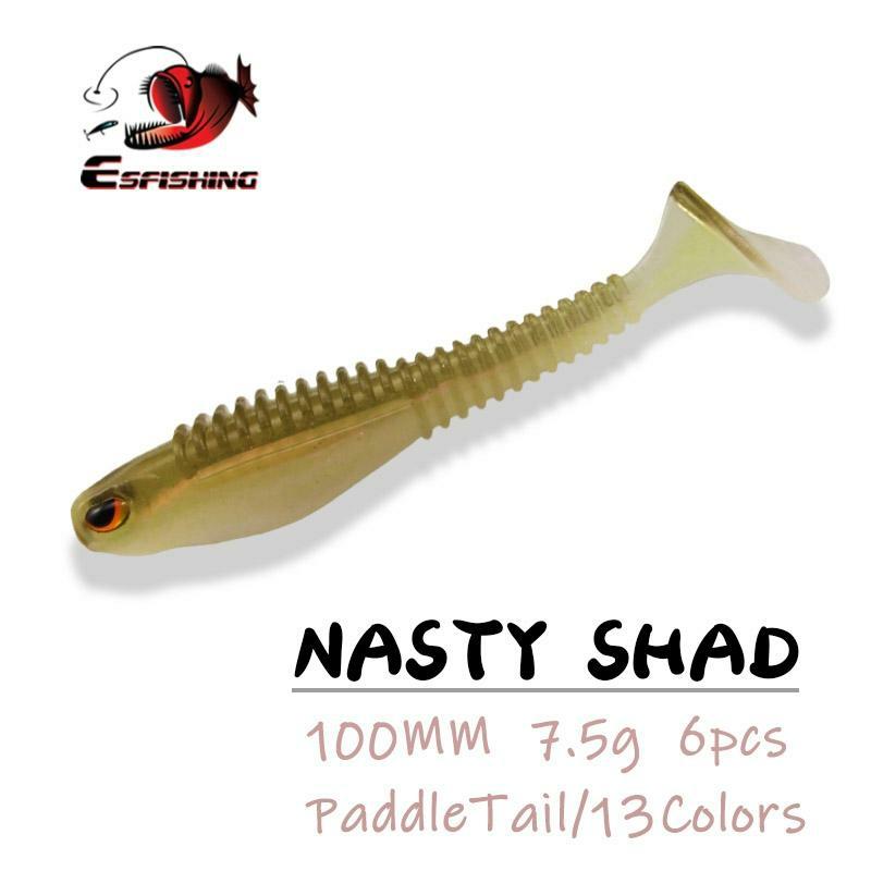 Nueva pesca señuelo Shad Soft silicona 6 piezas Esfishing desagradable Shad 4 