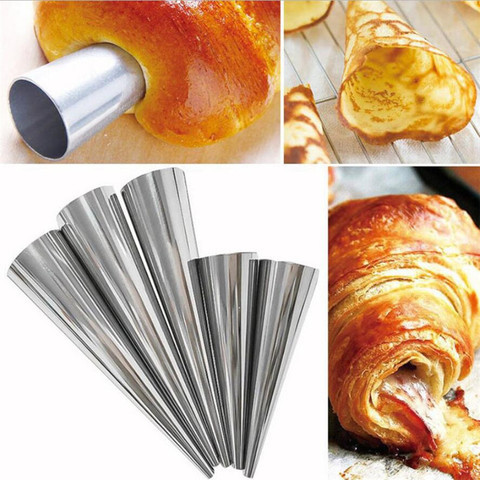 5 uds cónico tubo cono rollo moldes espiral moldes de cruasán crema cuerno molde para pasteles galletas postre horno doméstico para cocina herramienta ► Foto 1/6