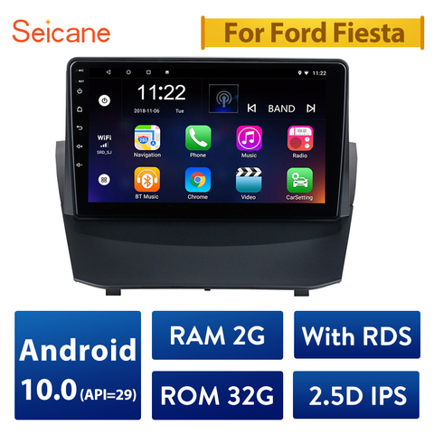 Seicane-Radio con GPS para coche, 10,0 reproductor Multimedia con Android, IPS, 9 pulgadas, 2Din, para Ford Fiesta, compatible con Carplay DAB + ► Foto 1/6