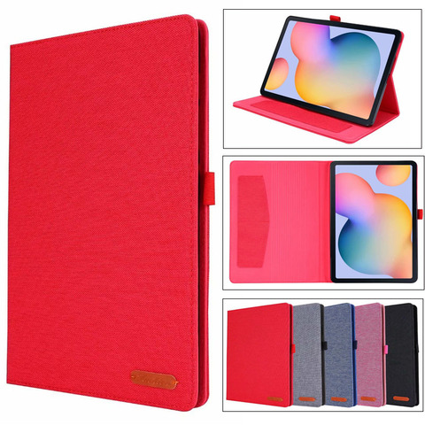 Funda para tableta Samsung Galaxy Tab S6 Lite de 10,4 pulgadas, SM-P610 SM-P615 P610 P615, soporte con tapa de vaquero, funda para Tablet S6Lite + película ► Foto 1/6