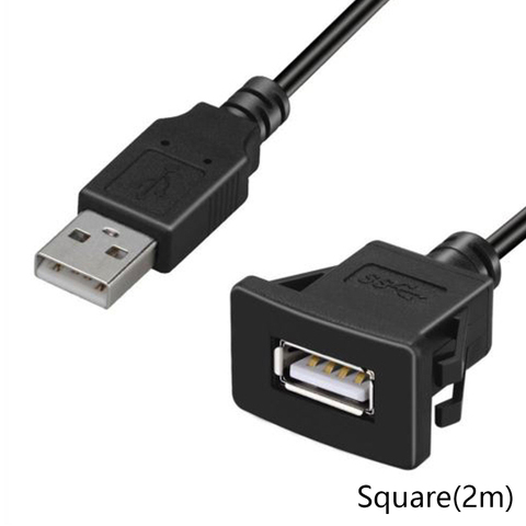 Tablero para portátil transferencia conector de macho a hembra Panel cuadrado redonda del coche Cable de extensión Cable de montaje al ras USB 2,0 de repuesto ► Foto 1/6