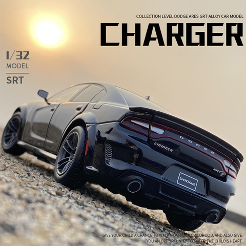Dodge Charger SRT-Coche de simulación Hellcat, modelo de coche de aleación de juguete, vehículo muscular, coches de Metal clásicos para niños, regalos de cumpleaños, 1:32 ► Foto 1/5