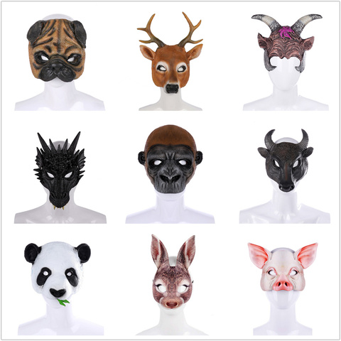 Máscara de Halloween para niños y adultos, mascarilla 3D de espuma sintética con dibujos de animales, conejo, perro, ciervo, dragón, para fiesta de carnaval, Club y juego de rol ► Foto 1/6