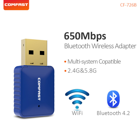 Comfast-tarjeta de red inalámbrica de alta velocidad, adaptador Wifi de banda Dual de 650Mbps, 2,4G y 5G, 802.11ac, USB, Bluetooth 4,2, CF-726B de antena ► Foto 1/6