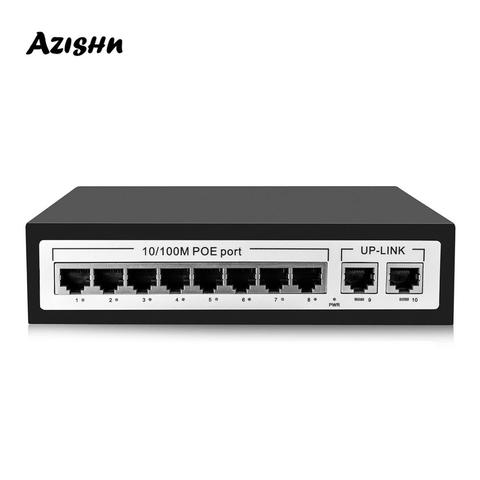 Interruptor Ethernet rápido IEEE, interruptor de 8 puertos PoE 802.3af, interruptor de 10 puertos 10/100 con 8 puertos POE para cámara IP, cámara de red ► Foto 1/6