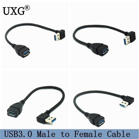 90 grados USB 3,0 A adaptador macho A hembra Cable ángulo USB 2,0 extensor de extensión transmisión rápida izquierda/derecha/arriba/abajo 20cm ► Foto 1/3