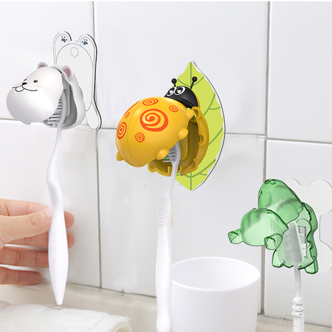 Soporte automático para cepillo de dientes con dibujos animados, dispensador de pasta dental, Set de accesorios de baño, estante de montaje en pared, utensilios para el baño ► Foto 1/6