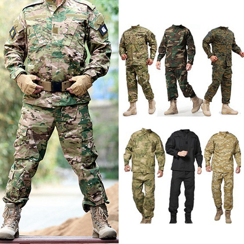 Uniforme Militar para hombre, ropa táctica, camisa de combate, Ejército de camuflaje, soldado Militar, fuerzas especiales, abrigo + pantalón, conjunto Maxi XS-2XL ► Foto 1/6