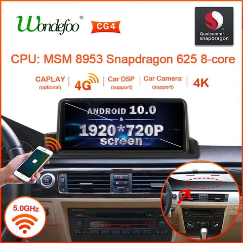 RADIO con GPS para coche, reproductor con Android 10, Snapdragon, 1920x720P, GPS para coche de pantalla de Rayo Azul, 2 DIN, para BMW E90, E91, E92, E93, Serie 3, sin reproductor de DVD ► Foto 1/6