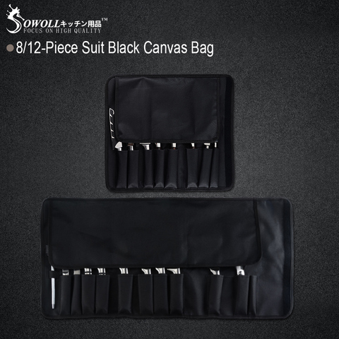 Sowoll-Bolsa de almacenamiento para cuchillos de Chef, rollo de bolsa, funda de transporte, portátil, duradero, color negro, 8 piezas ► Foto 1/6