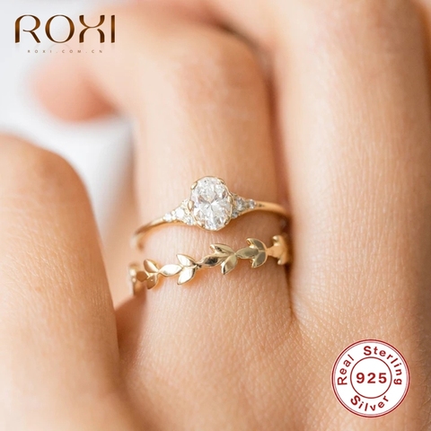 ROXI-Anillo de boda de Plata de Ley 925 con gemas ovaladas, joyería de compromiso, para mujeres y niñas ► Foto 1/5