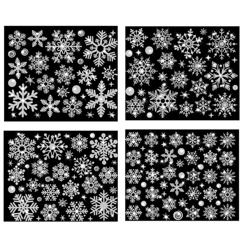 Papel tapiz de Año Nuevo para decoración del hogar, pegatina electrostática de copo de nieve brillante para ventana y puerta de copos de nieve ► Foto 1/5