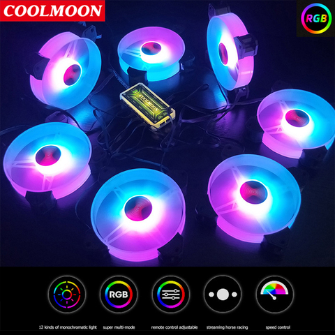 COOLMOON 6Pin PC RGB ventilador 120mm de refrigeración refrigerador ventilador con controlador para chasis del ordenador caso silencio de disipador de calor ► Foto 1/6