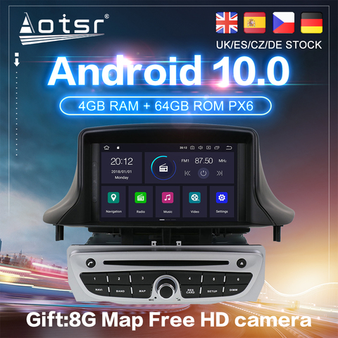 Android 10 PX6 para Renault Megane 3 2008-2014 GPS para coche de navegación Auto Radio estéreo DVD Multimedia reproductor de vídeo UNIDAD DE 2din DSP ► Foto 1/6