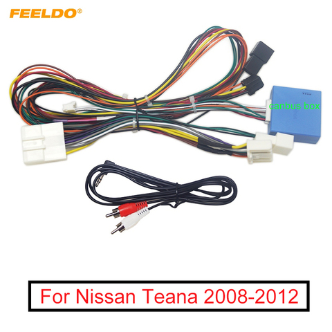 Audio para coche FEELDO, 16 Pines, Calbe de potencia Android con caja Canbus para reproductor de DVD Nissan Teana, adaptador de arnés de cableado # MX6482 ► Foto 1/6