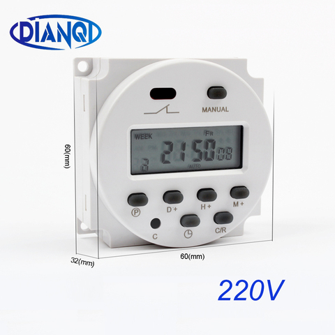 Temporizador de relé de interruptor de tiempo, LCD Digital programable semanal con cubierta protectora, CN101A AC 220V 230V 240V 8A a 16A 10A CN101 ► Foto 1/6