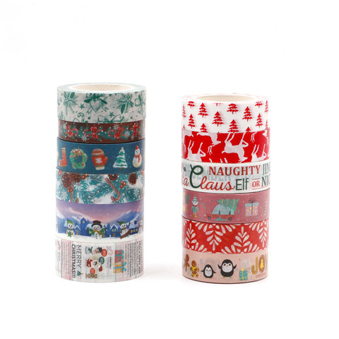 Cinta adhesiva decorativa de Feliz Navidad, papel de aluminio Washi, pegatina para álbum de recortes, artículos de papelería con etiquetas ► Foto 1/6