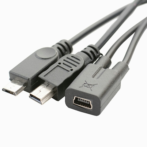 Mini USB de 5 pines hembra a mini usb macho + micro usb macho divisor Cable de carga ► Foto 1/2
