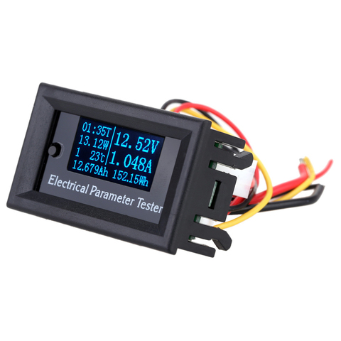 7 in1 OLED multifunción Tester voltímetro amperímetro voltaje capacidad de potencia tiempo de temperatura medidor 33V 100V 3A 10A ► Foto 1/6