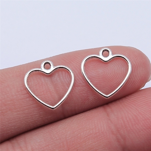 WYSIWYG 50 Uds 14x13mm Color de plata antiguo hueco colgante de amuletos de corazón para fabricación de joyería DIY resultados de la joyería ► Foto 1/2