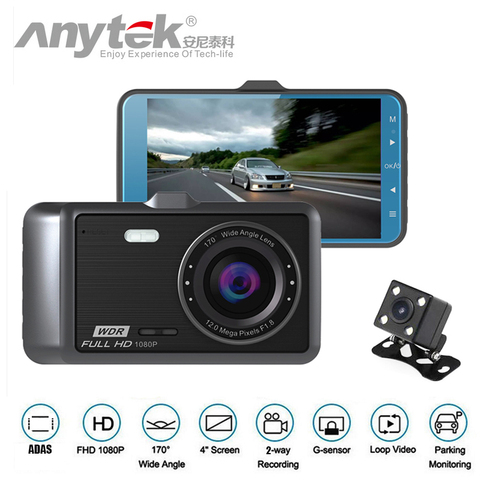 Anytek-grabador de vídeo digital con pantalla IPS de 4 pulgadas para coche, dispositivo grabador DVR de vigilancia para aparcamiento 24 horas, 1080P HD, gran angular de 170 grados, cámara Dual, ADAS, A60 ► Foto 1/6
