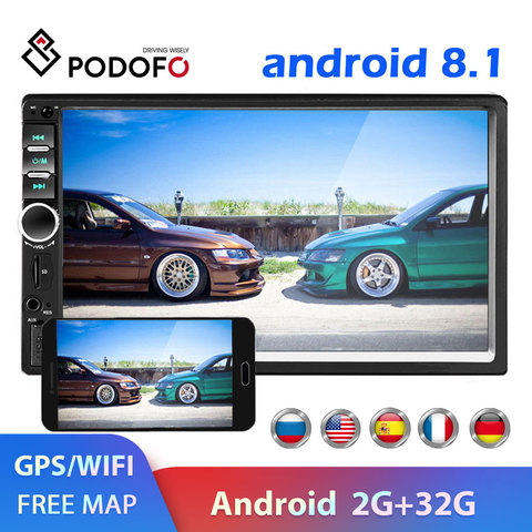 Podofo 2 din Car Radio GPS reproductor multimedia Android Universal estéreo para coche 2din Video MP5 jugador Autoradio GPS WIFI Bluetooth FM ► Foto 1/6