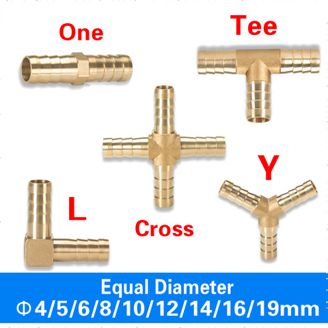 Conector de latón para tubo, conductor de pagoda de cobre de 2, 3 y 4 vías, para manguera de 4, 5, 6, 8, 10, 12, 16 o 19 mm, accesorios de tubería de agua ► Foto 1/6