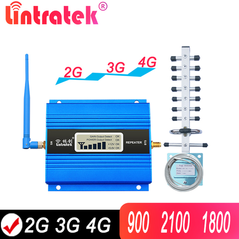 GSM 900 MHz repetidor de señal ganancia 65dB 2G GSM 900 MHz amplificador de señal móvil conjunto completo con antena Yagi/látigo M + cables de 10 m ► Foto 1/6