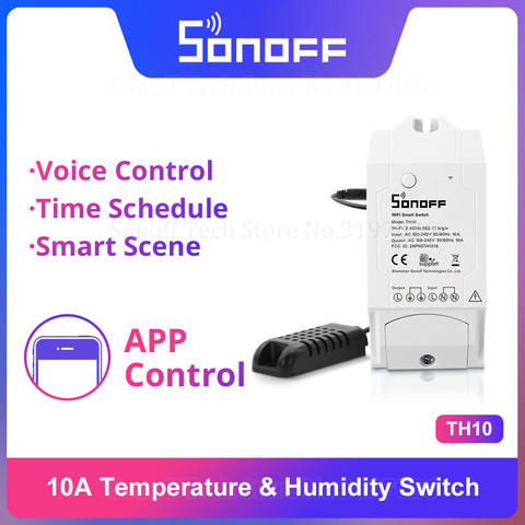 Itead Sonoff TH10 Wifi Smart Remoted Control Switch compatible con Sensor de Control de temperatura y humedad funciona con Alexa IFTTT ► Foto 1/6