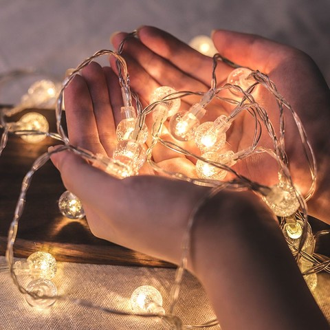 Tira de luces LED con bola de burbuja Gypsophila iluminación de vacaciones guirnalda de hadas batería interior para decoraciones de fiesta de boda y Navidad ► Foto 1/6