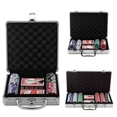 Texas Hold'em Poker Casino Chip de aluminio Set de fundas 100/200/300 Uds Baccarat Negro Jack Poker calidad Arcilla Chip monedas con la Caja ► Foto 1/6