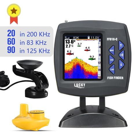 Localizador de peces LUCKY FF918-C100WDS, barco con pantalla a Color, Frecuencia Dual, con cable e inalámbrico, profundidad de agua, ecosonda ► Foto 1/6