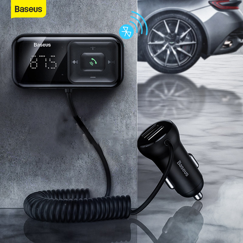 Baseus coche transmisor Fm Bluetooth 5,0 Mp3 reproductor de Radio modulador adaptador 3.1A cargador de coche USB Kit de manos libres para coche inalámbrico Aux ► Foto 1/6