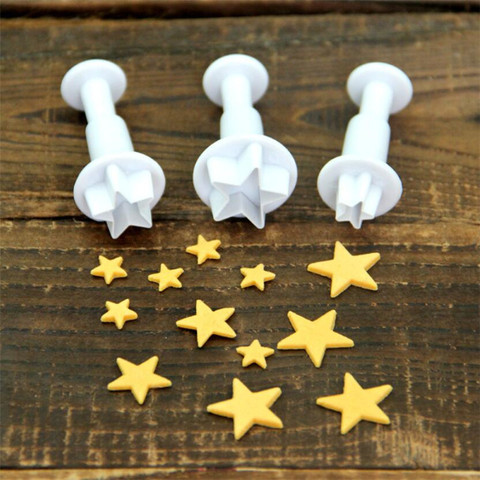 3 unids/set forma de estrella Fondant émbolo decoración de tortas galletas cortador de Sugarcraft bricolaje molde herramientas de decoración de pasteles de Navidad ► Foto 1/5