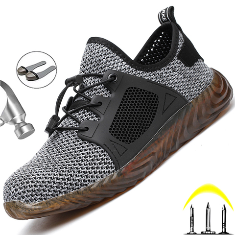 Zapatos de seguridad indestructibles para hombre, calzado de trabajo con punta de acero, zapatillas a prueba de perforaciones, calzado masculino de talla grande 49 50 ► Foto 1/6