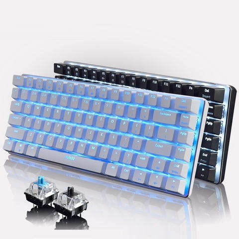 Teclado mecánico para jugar 18 modos RGB retroiluminado USB con cable de 82 teclas eje azul/negro para teclado profesional para Gamer Notebook PC ► Foto 1/6