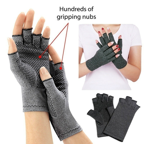 Guantes para artritis con pantalla táctil, 1 par de guantes cálidos de compresión para terapia antiartritis y alivio de dolor articular ► Foto 1/6