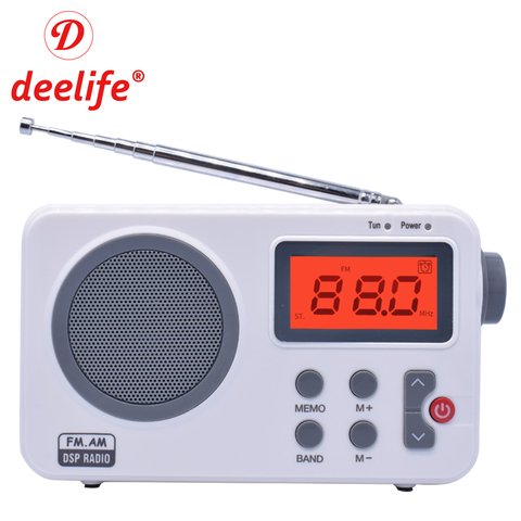 Deelife-Radio Digital AM FM para el hogar, con pantalla LCD con alarma receptor portátil, reloj, altavoz para exteriores ► Foto 1/6