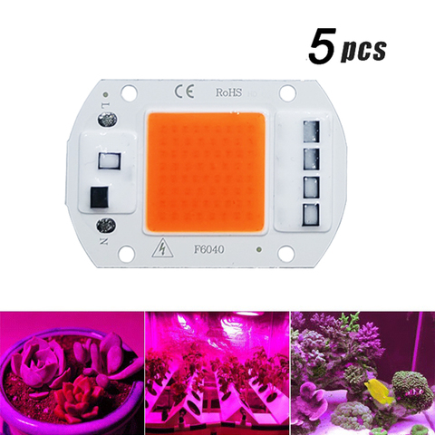 Chip de luz LED COB de espectro completo, iluminación para cultivo de flores y semillero, 5 uds., CA 220V, 10W, 20W, 30W, 50W, No necesita controlador ► Foto 1/5