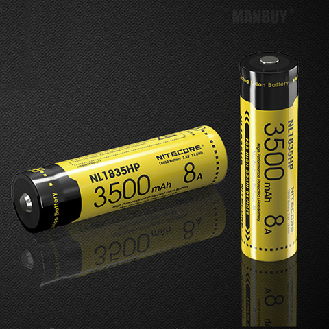 Las mejores ventas Nitecore NL1835HP de alto rendimiento de 18650 de 3500 mAh 3,6 V 12.6Wh 8A protegido Li-Ion botón superior de la batería de alto los dispositivos ► Foto 1/6