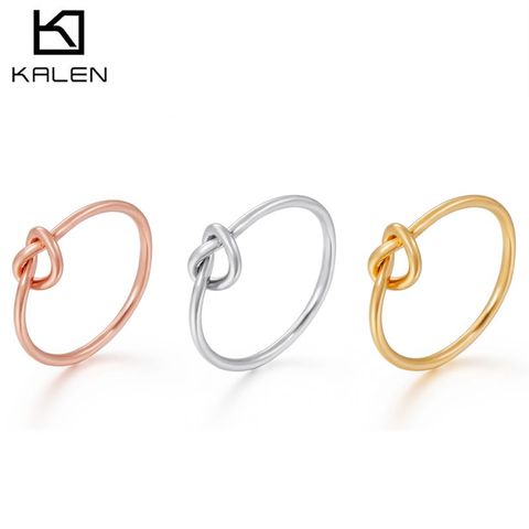 KALEN-anillos de acero inoxidable para mujer, de oro rosa, tamaño 6-9, encanto del nudo chino, Midi, anillos de compromiso, joyería ► Foto 1/6