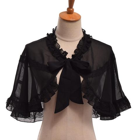 Lolita vestido para niñas JSK negro Mini capa para verano corto gasa capa ► Foto 1/5