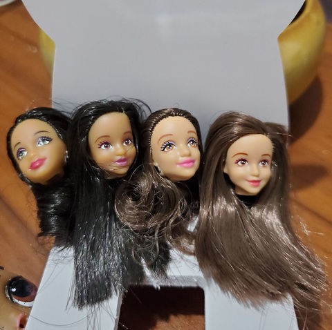 Accesorios en miniatura para cabeza de muñeca de 2cm, pelo largo, peluca marrón y negra, juguetes de maquillaje DIY ► Foto 1/6